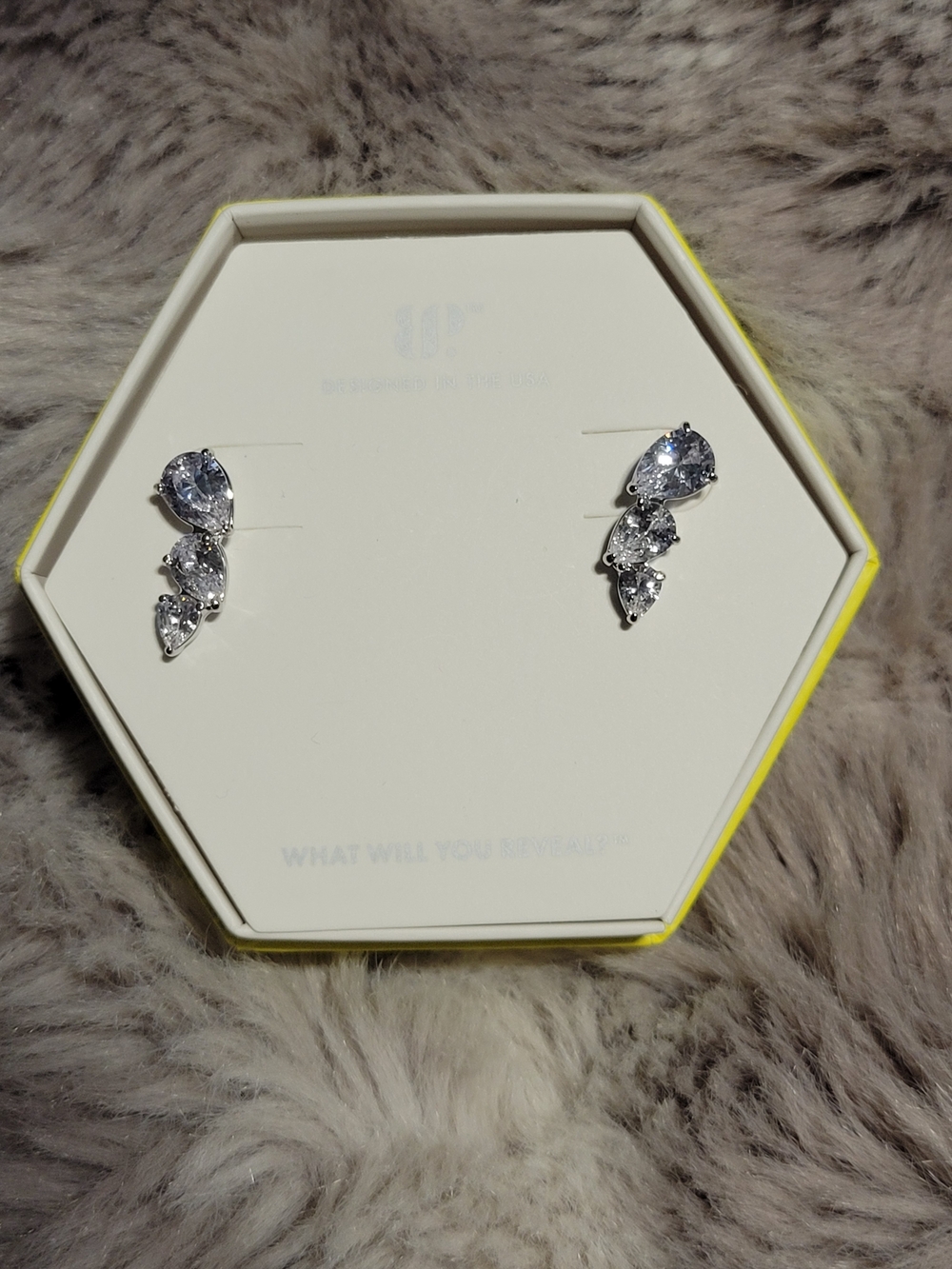Silver Cubic Zirconia Teardrop Cluster Stud Earrings - Elegant Sparkle